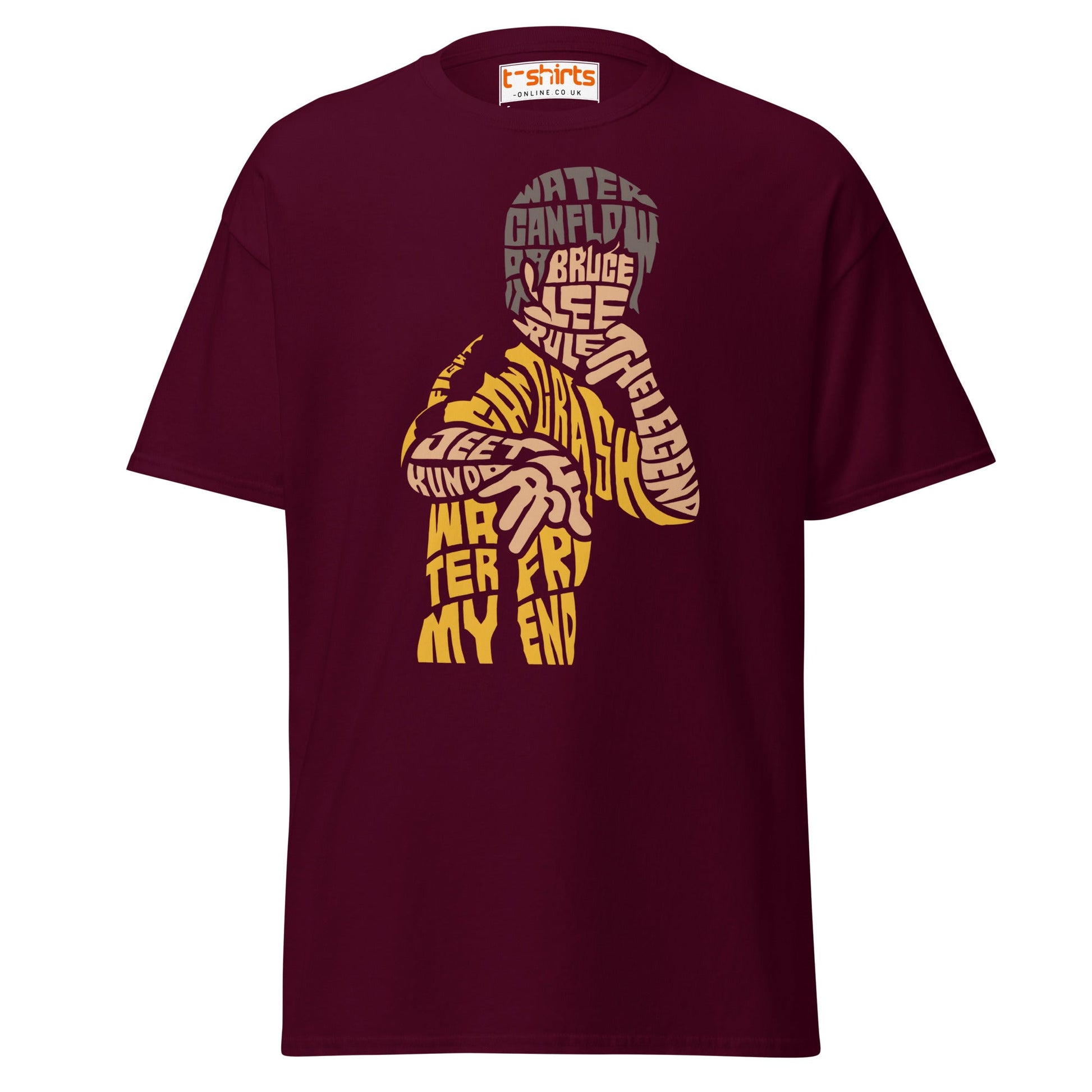 Bruce Lee Typography Art T-Shirt - Maroon - T-Shirts Online