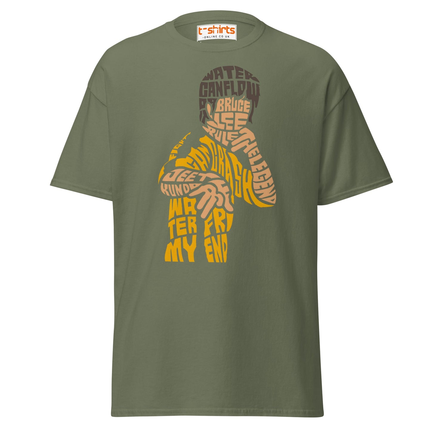 Bruce Lee Typography Art T-Shirt - Military Green - T-Shirts Online