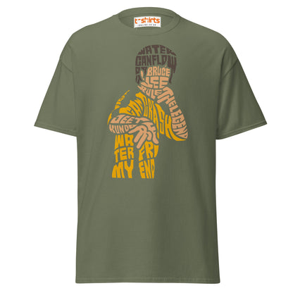Bruce Lee Typography Art T-Shirt - Military Green - T-Shirts Online