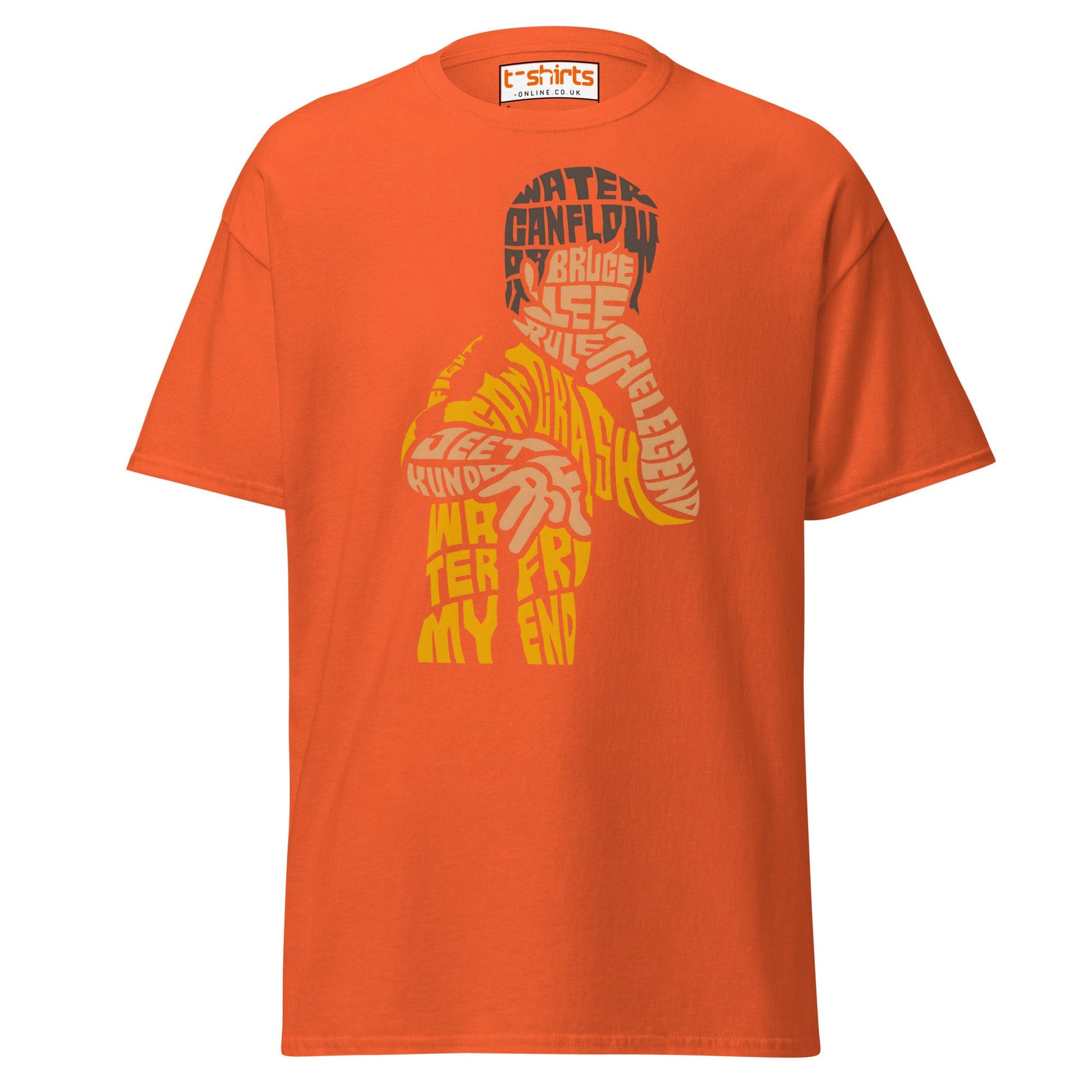 Bruce Lee Typography Art T-Shirt - Orange - T-Shirts Online