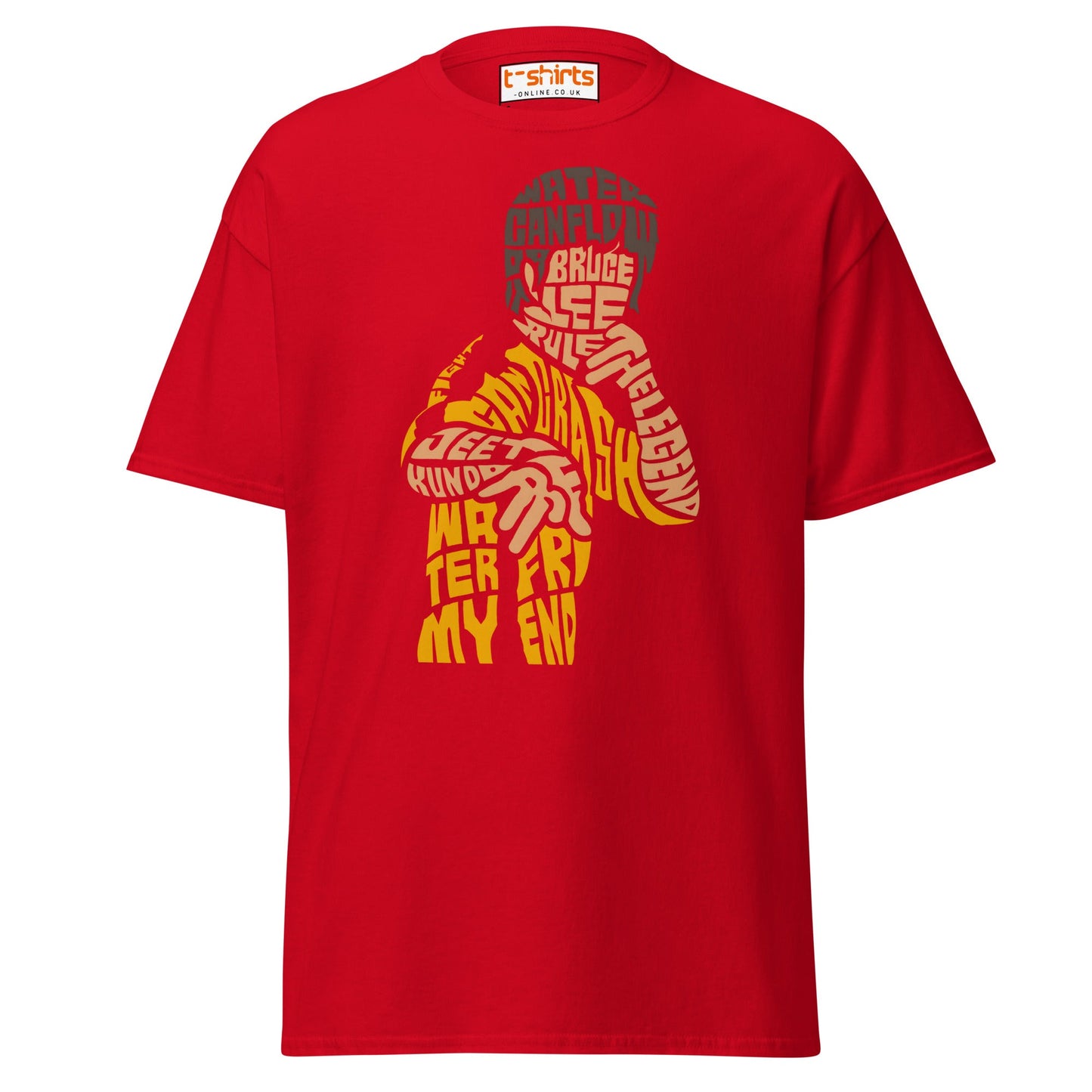 Bruce Lee Typography Art T-Shirt - Red - T-Shirts Online