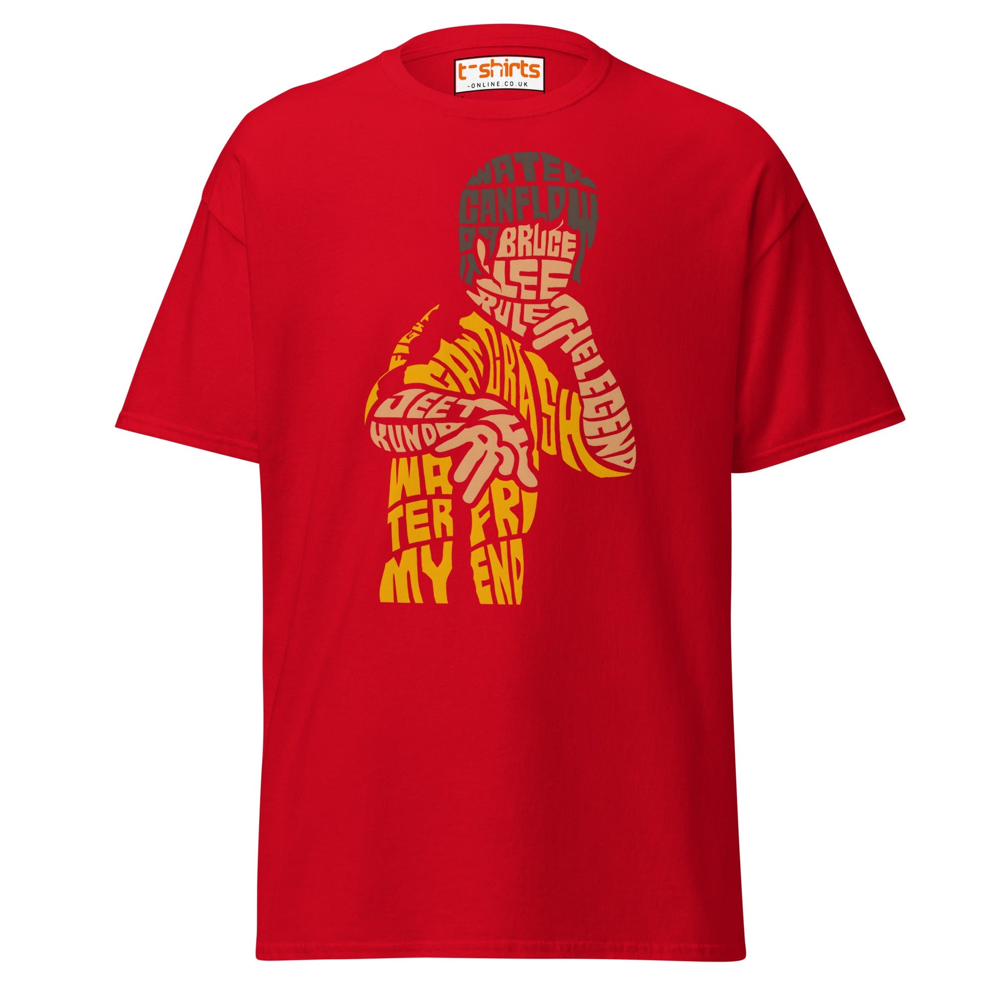 Bruce Lee Typography Art T-Shirt - Red - T-Shirts Online