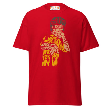 Bruce Lee Typography Art T-Shirt - Red - T-Shirts Online