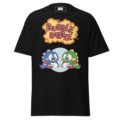 Bubble Bobble Retro Gaming T-Shirt | Dino T-Shirt - Black - T-Shirts Online