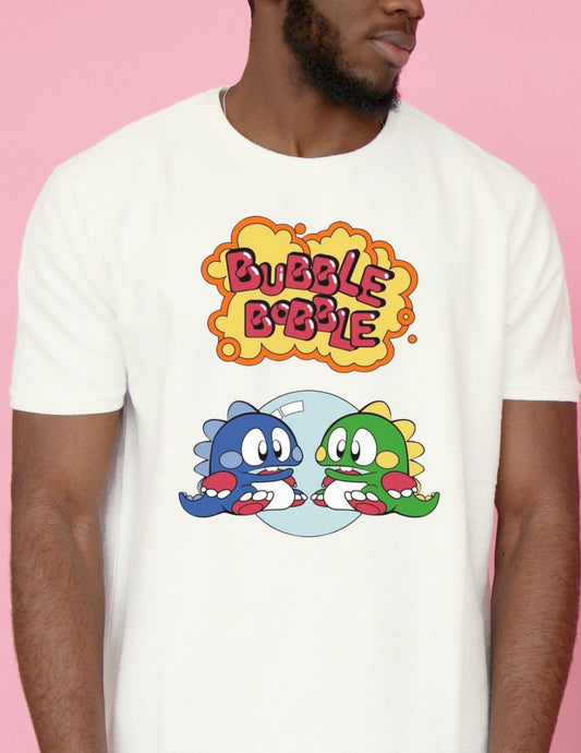 Bubble Bobble Retro Gaming T-Shirt | Dino T-Shirt - Black - T-Shirts Online