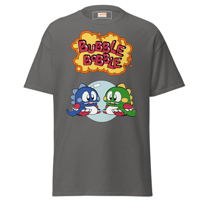 Bubble Bobble Retro Gaming T-Shirt | Dino T-Shirt - Charcoal - T-Shirts Online