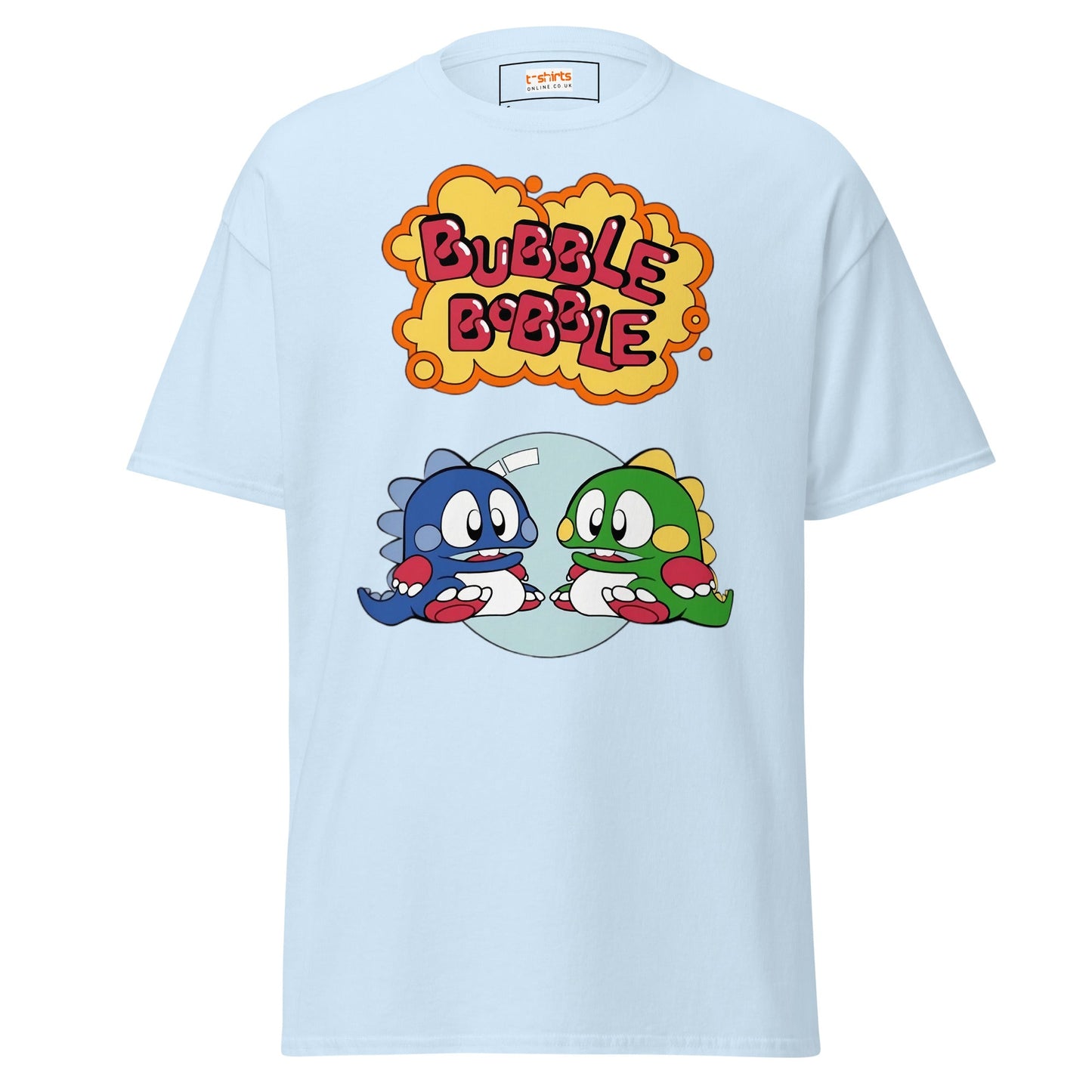 Bubble Bobble Retro Gaming T-Shirt | Dino T-Shirt - Light Blue - T-Shirts Online