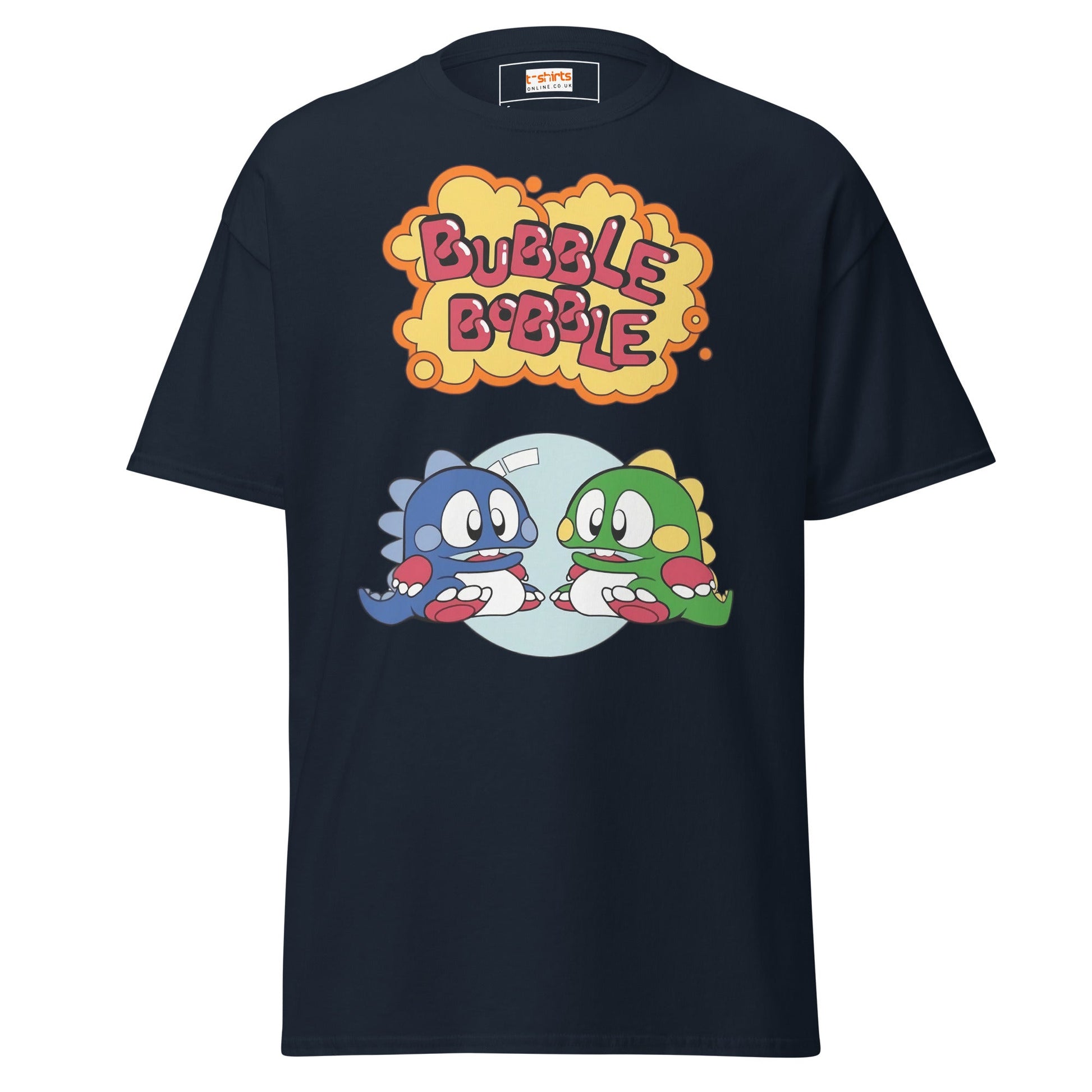 Bubble Bobble Retro Gaming T-Shirt | Dino T-Shirt - Navy - T-Shirts Online