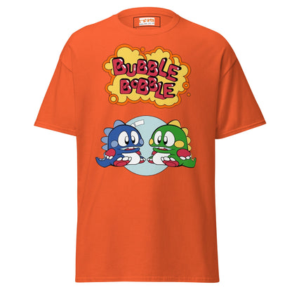Bubble Bobble Retro Gaming T-Shirt | Dino T-Shirt - Orange - T-Shirts Online
