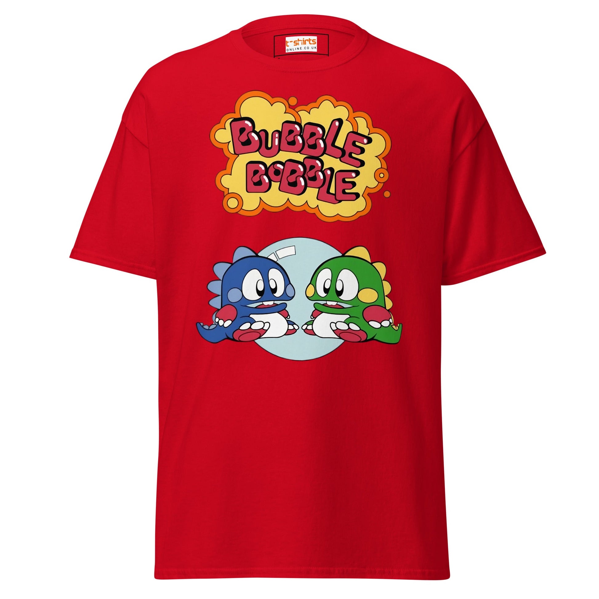 Bubble Bobble Retro Gaming T-Shirt | Dino T-Shirt - Red - T-Shirts Online