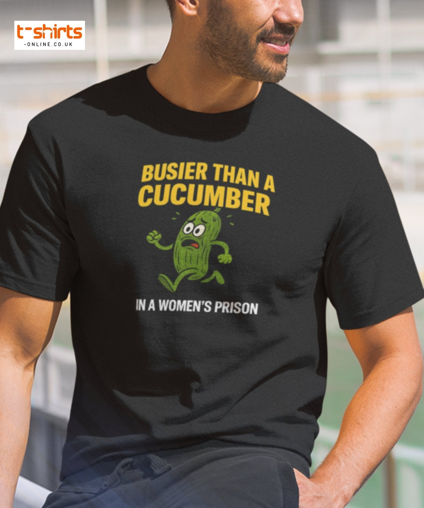 Busier Than a Cucumber Funny Prison T-Shirt - Black - T-Shirts Online