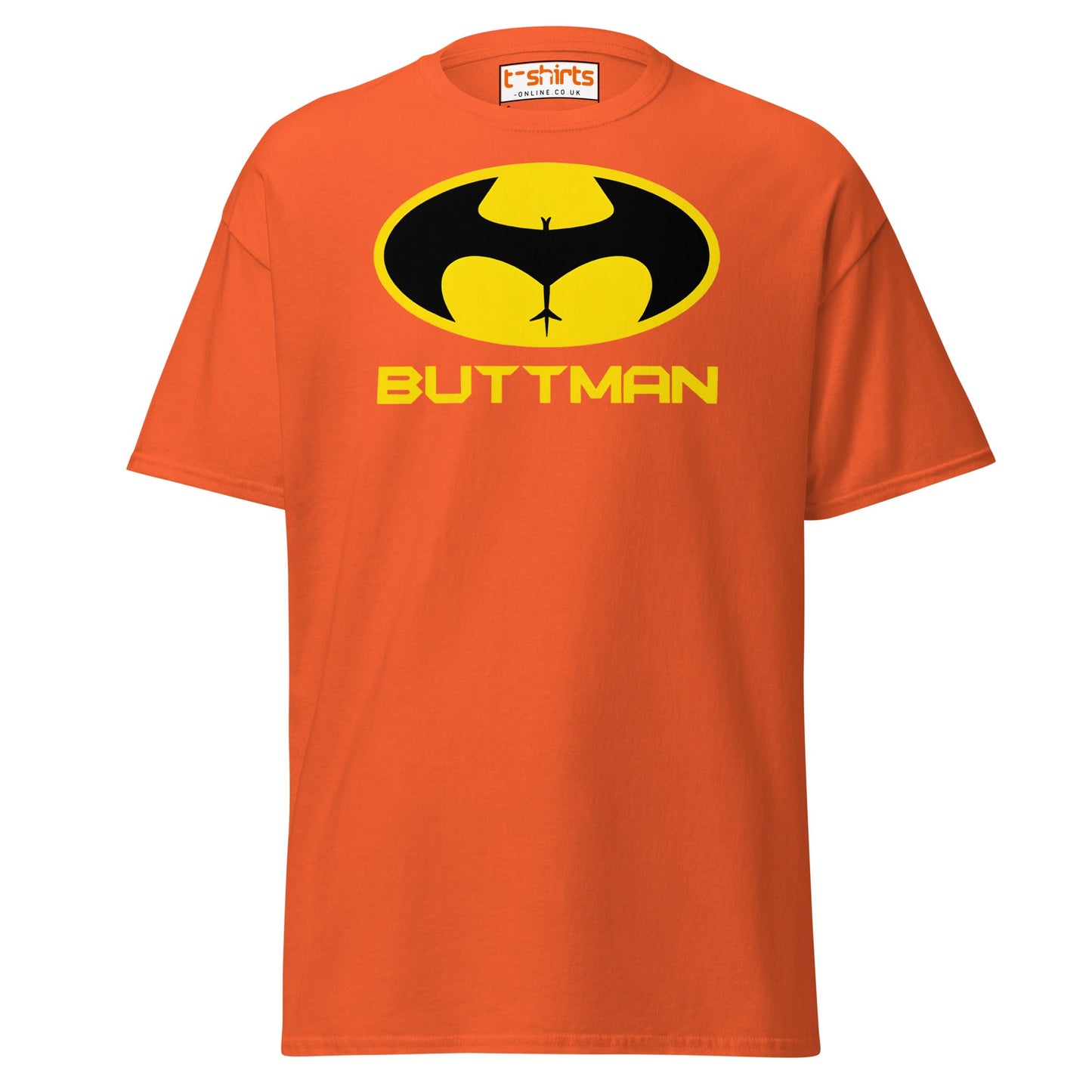 Buttman T-Shirt – Funny Parody Adult Humor Tee - Orange - T-Shirts Online