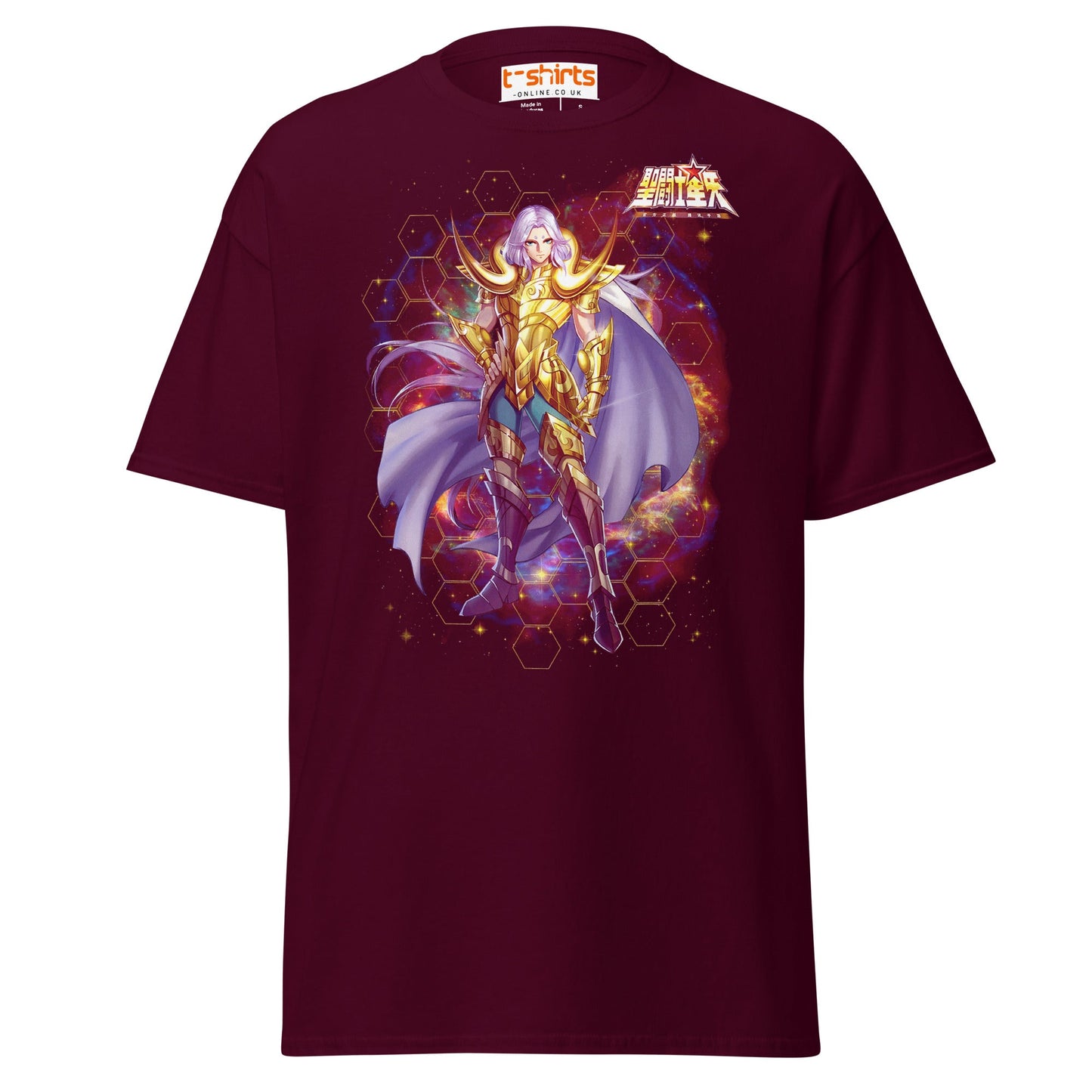 Caballero Dorado de Aries T-Shirt – Golden Saint Anime Tee - Maroon - T-Shirts Online