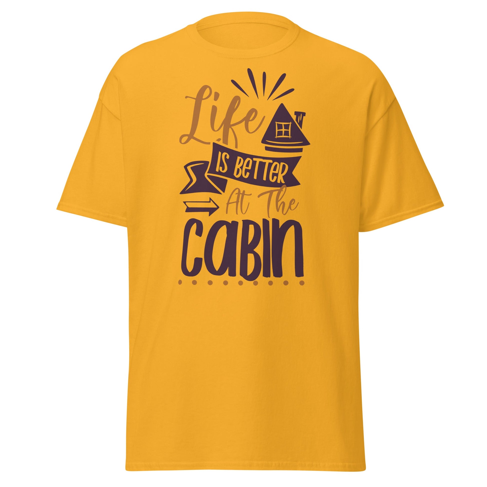 Cabin Life T-Shirt - Cozy Outdoor Graphic Tee - Gold - T-Shirts Online