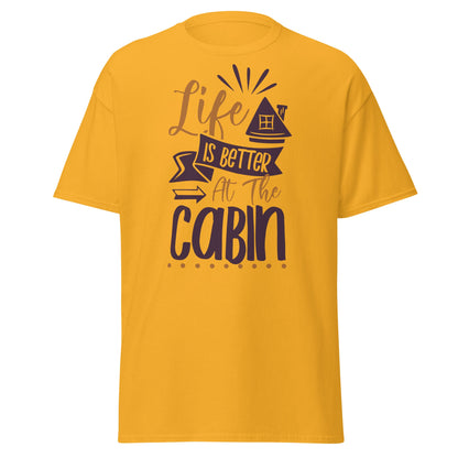 Cabin Life T-Shirt - Cozy Outdoor Graphic Tee - Gold - T-Shirts Online