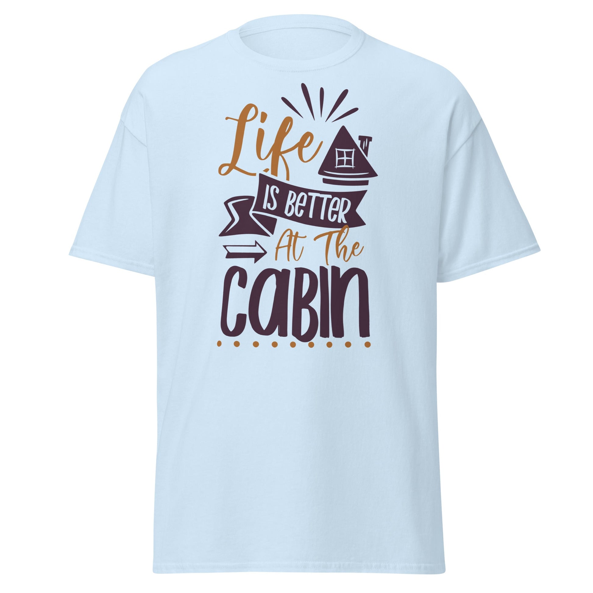 Cabin Life T-Shirt - Cozy Outdoor Graphic Tee - Light Blue - T-Shirts Online