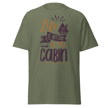 Cabin Life T-Shirt - Cozy Outdoor Graphic Tee - Military Green - T-Shirts Online