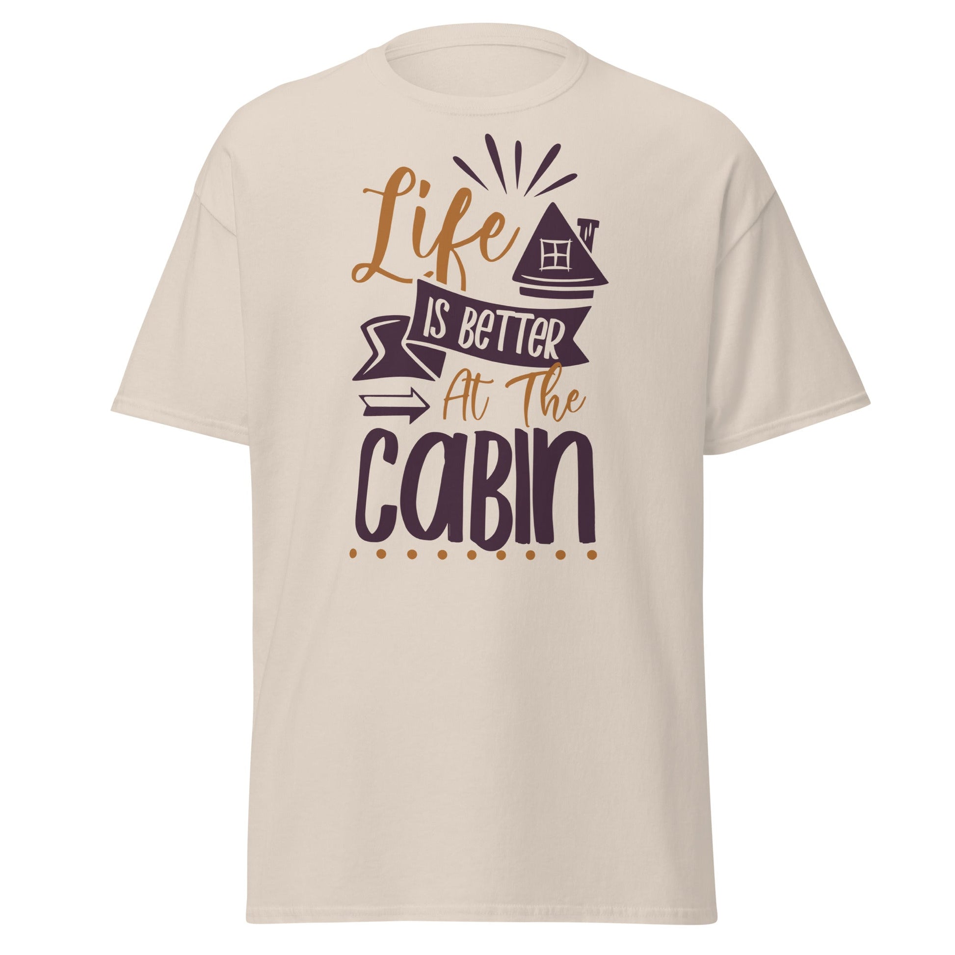 Cabin Life T-Shirt - Cozy Outdoor Graphic Tee - Natural - T-Shirts Online