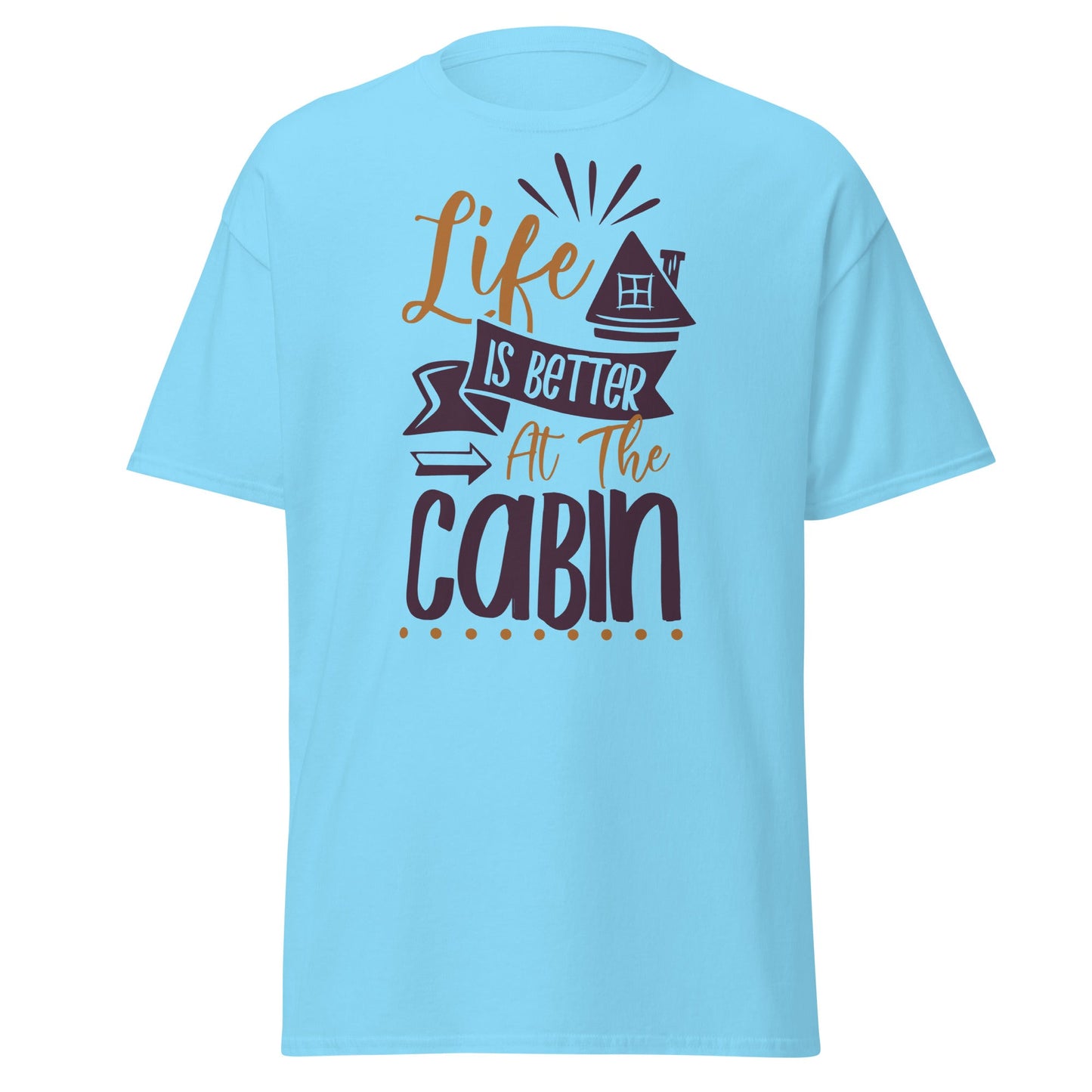 Cabin Life T-Shirt - Cozy Outdoor Graphic Tee - Sky - T-Shirts Online
