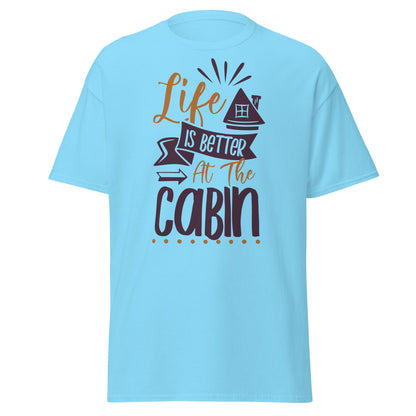 Cabin Life T-Shirt - Cozy Outdoor Graphic Tee - Sky - T-Shirts Online
