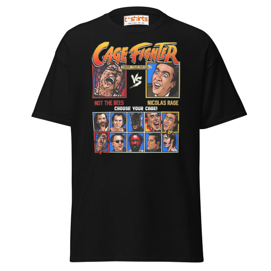 Cage Fighter T-Shirt | Funny Nicolas Cage Parody Tee - Black - T-Shirts Online