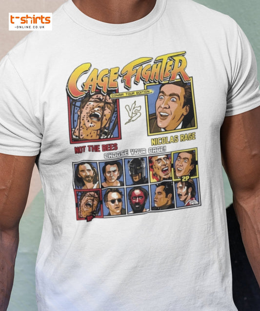 Cage Fighter T-Shirt | Funny Nicolas Cage Parody Tee - Black - T-Shirts Online