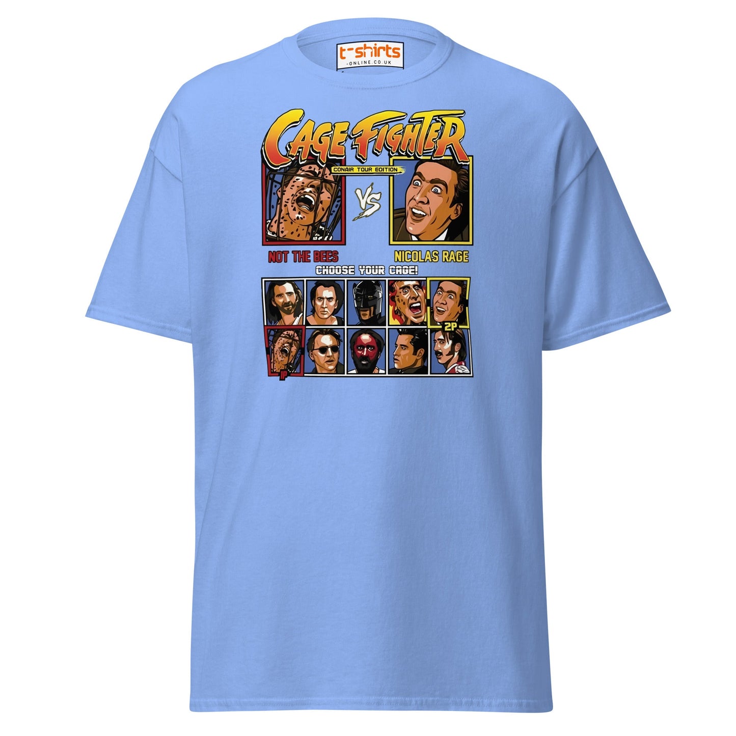 Cage Fighter T-Shirt | Funny Nicolas Cage Parody Tee - Carolina Blue - T-Shirts Online