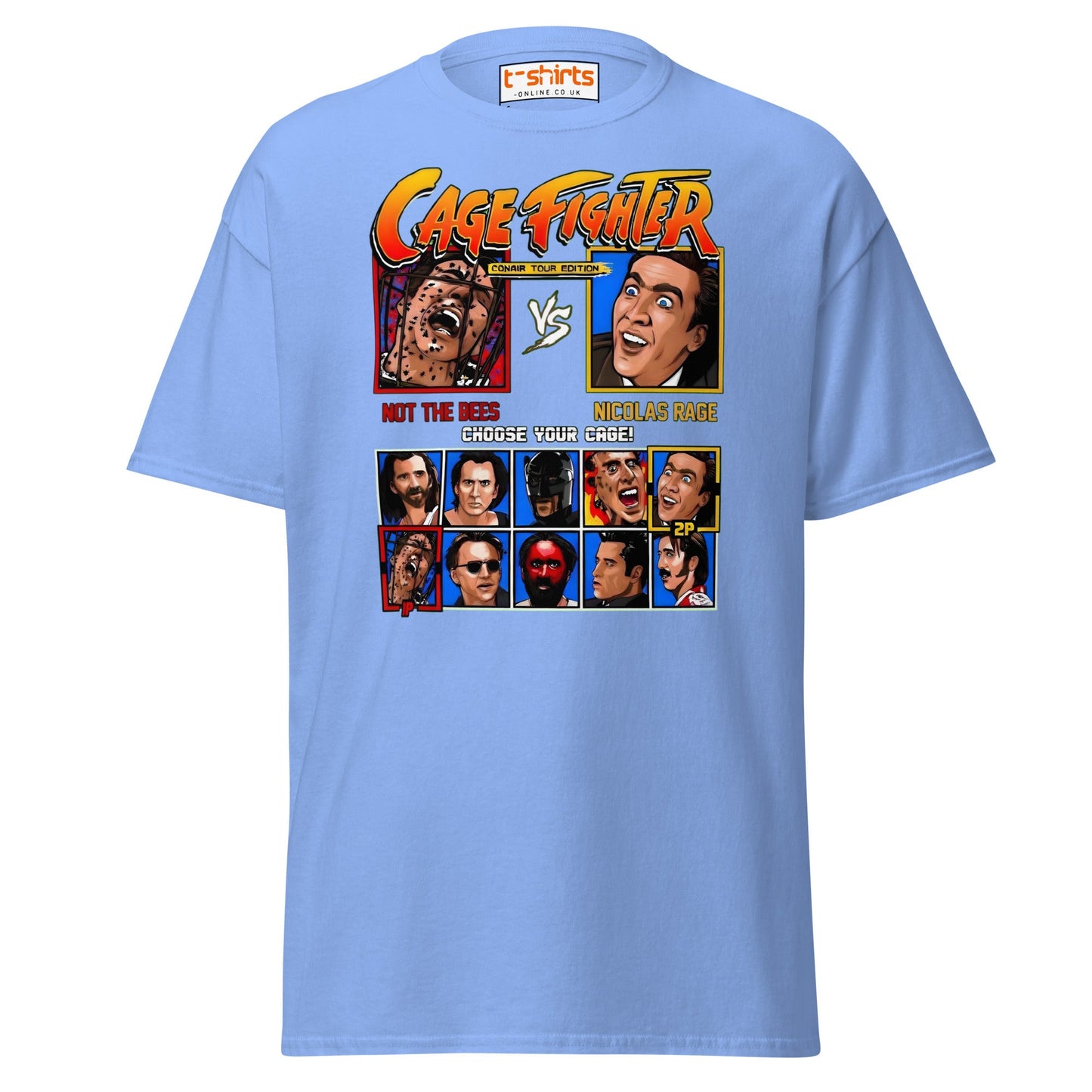 Cage Fighter T-Shirt | Funny Nicolas Cage Parody Tee - Carolina Blue - T-Shirts Online
