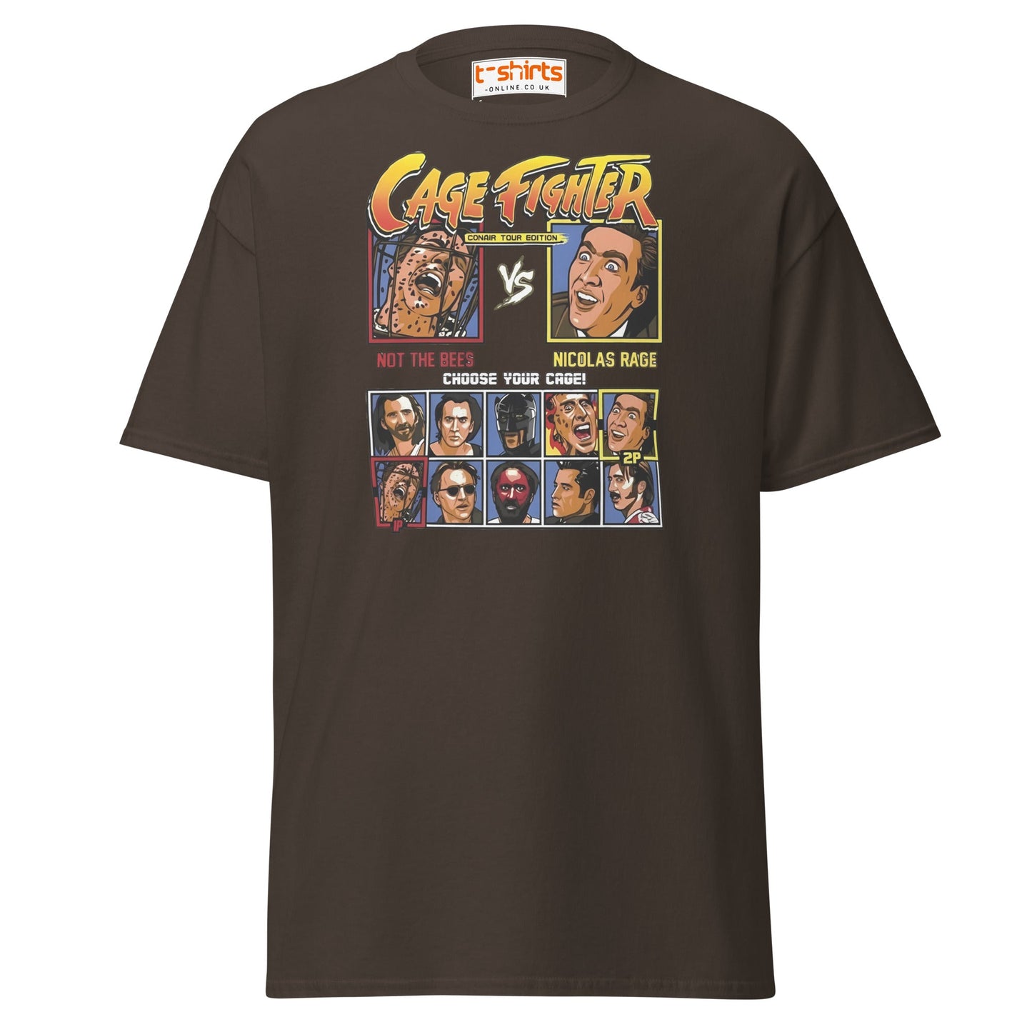 Cage Fighter T-Shirt | Funny Nicolas Cage Parody Tee - Dark Chocolate - T-Shirts Online