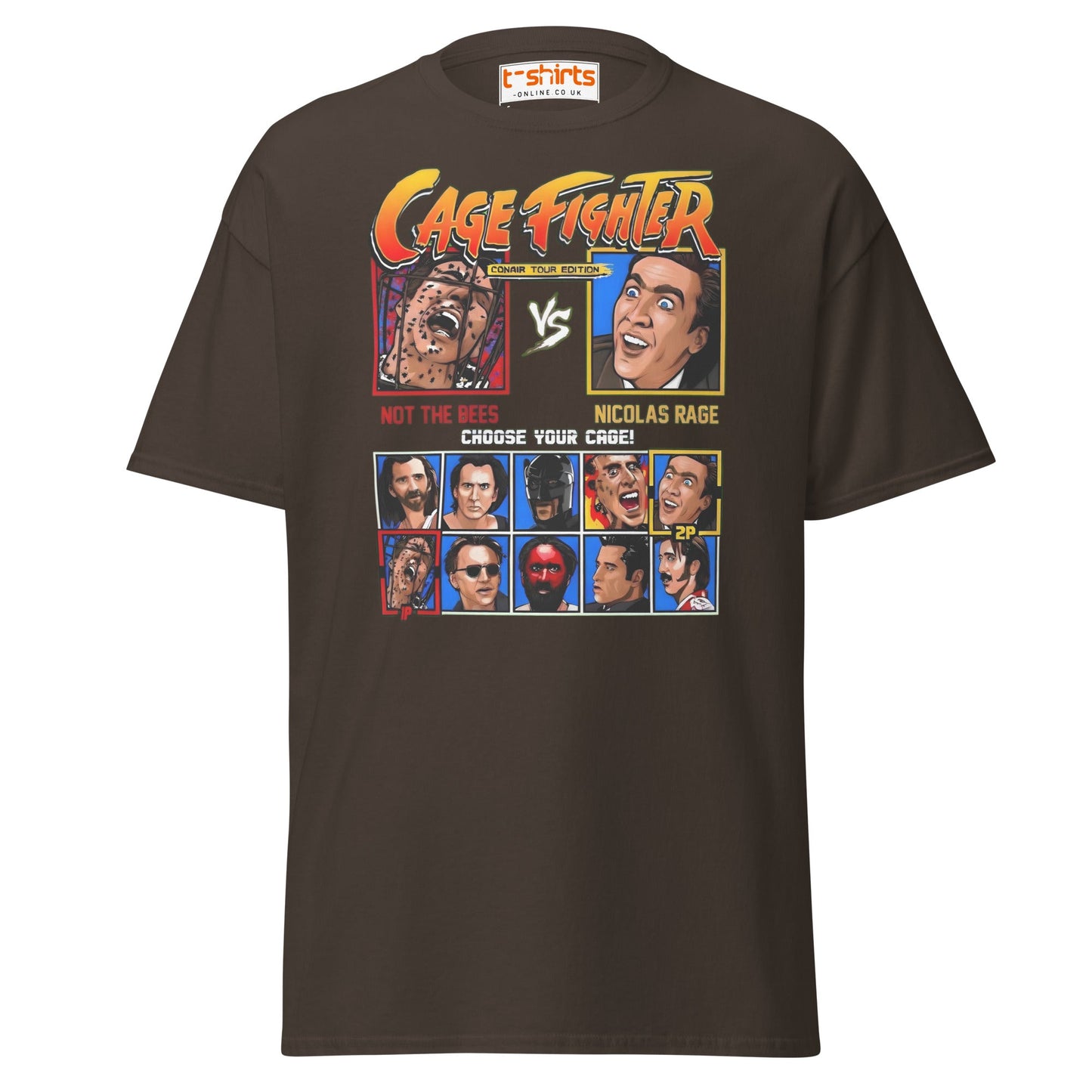 Cage Fighter T-Shirt | Funny Nicolas Cage Parody Tee - Dark Chocolate - T-Shirts Online