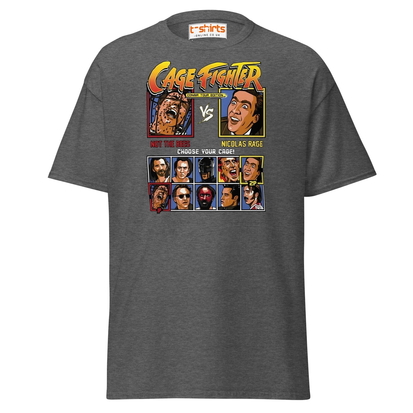 Cage Fighter T-Shirt | Funny Nicolas Cage Parody Tee - Dark Heather - T-Shirts Online
