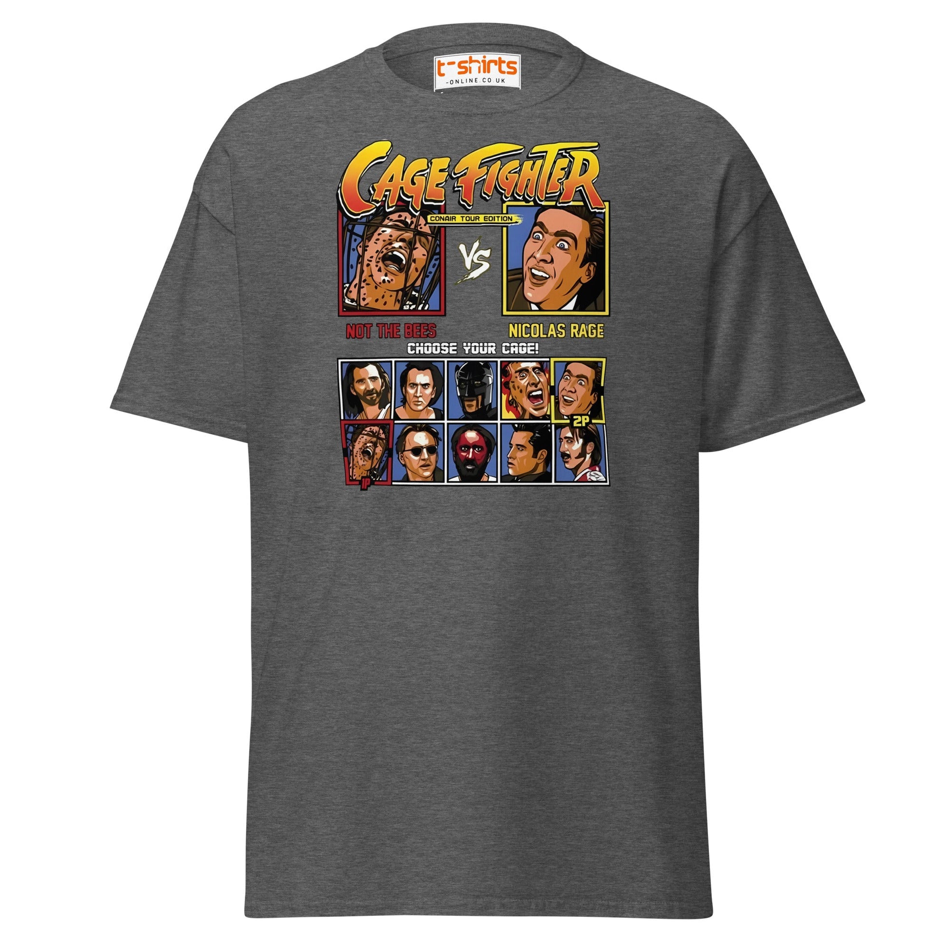 Cage Fighter T-Shirt | Funny Nicolas Cage Parody Tee - Dark Heather - T-Shirts Online