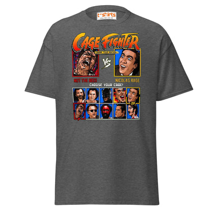 Cage Fighter T-Shirt | Funny Nicolas Cage Parody Tee - Dark Heather - T-Shirts Online