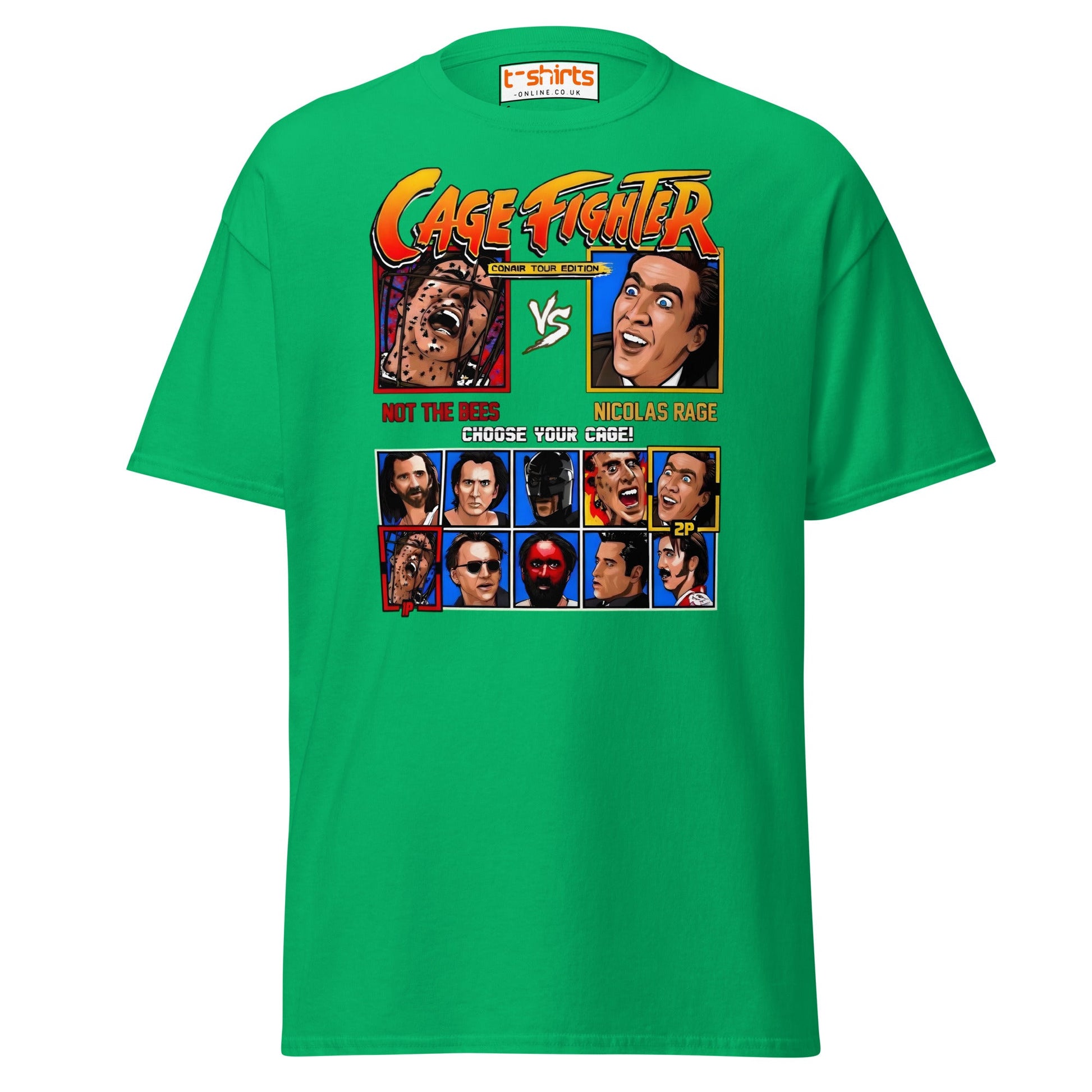 Cage Fighter T-Shirt | Funny Nicolas Cage Parody Tee - Irish Green - T-Shirts Online