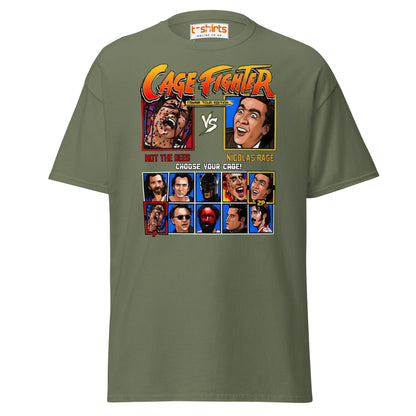 Cage Fighter T-Shirt | Funny Nicolas Cage Parody Tee - Military Green - T-Shirts Online