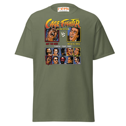 Cage Fighter T-Shirt | Funny Nicolas Cage Parody Tee - Military Green - T-Shirts Online