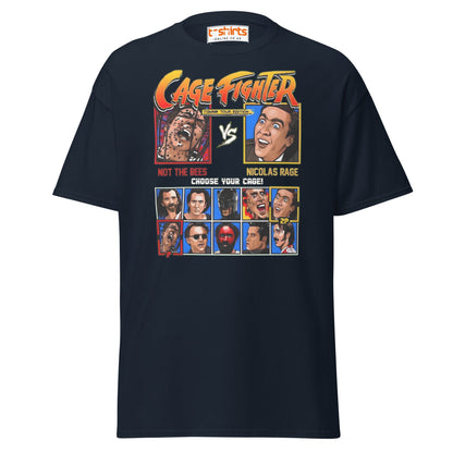 Cage Fighter T-Shirt | Funny Nicolas Cage Parody Tee - Navy - T-Shirts Online