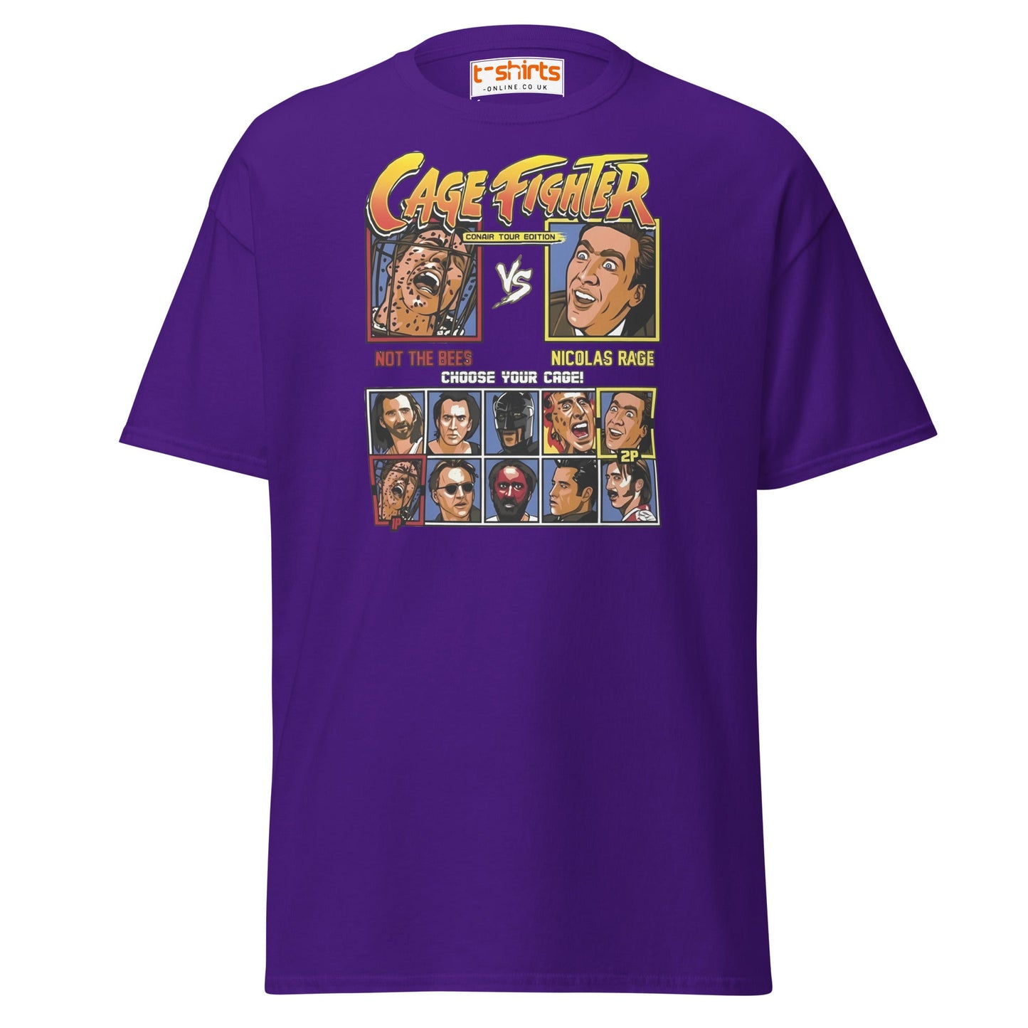 Cage Fighter T-Shirt | Funny Nicolas Cage Parody Tee - Purple - T-Shirts Online