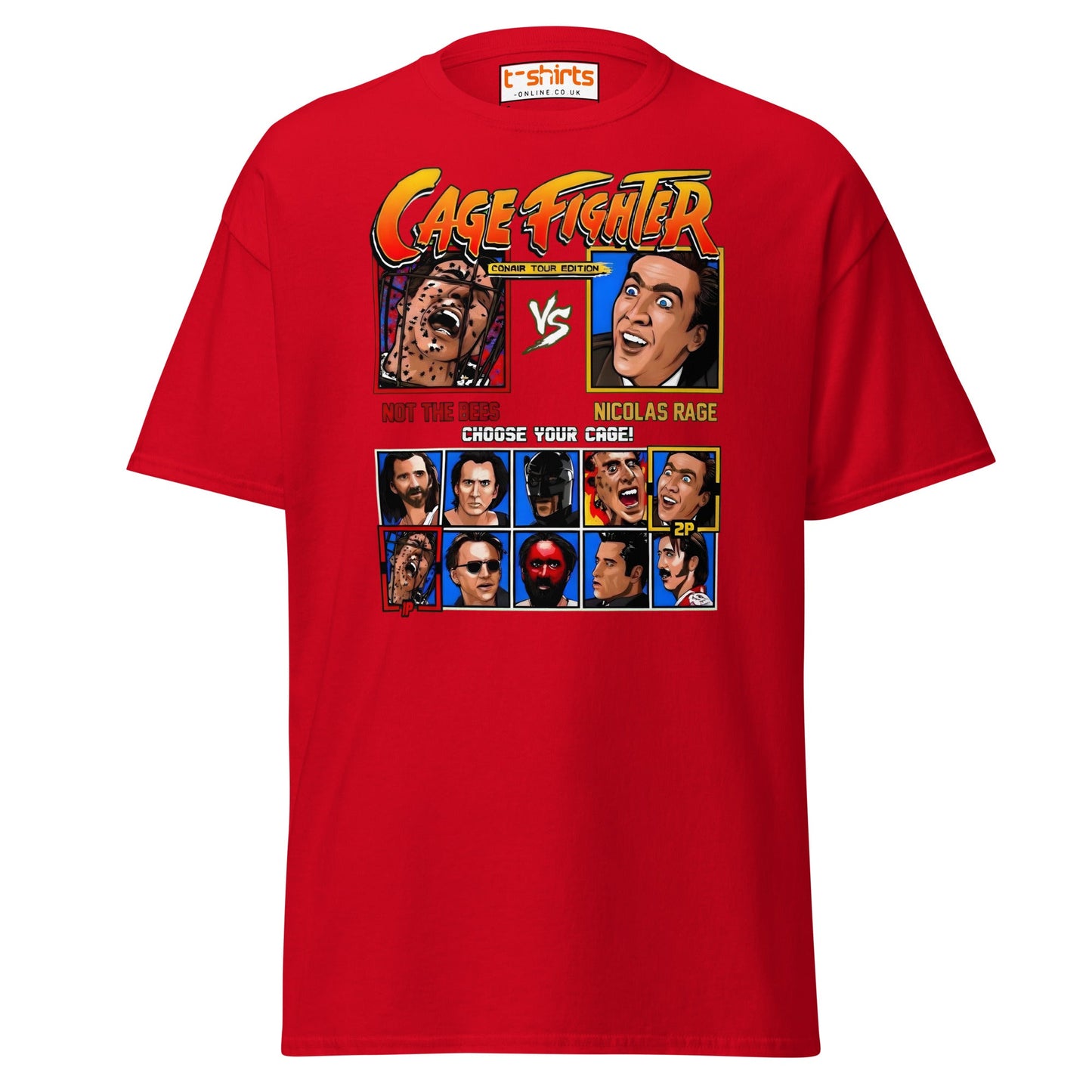 Cage Fighter T-Shirt | Funny Nicolas Cage Parody Tee - Red - T-Shirts Online