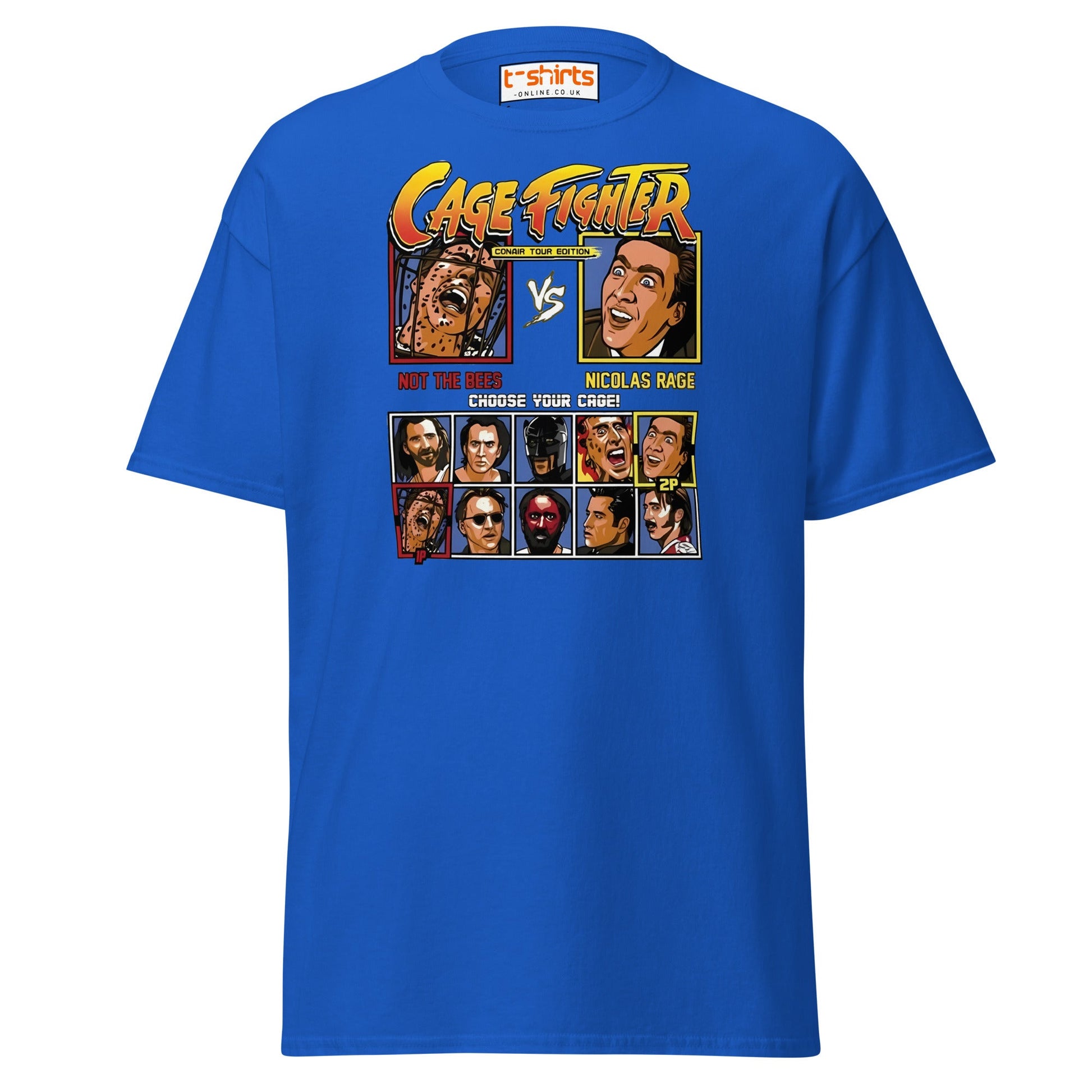 Cage Fighter T-Shirt | Funny Nicolas Cage Parody Tee - Royal - T-Shirts Online