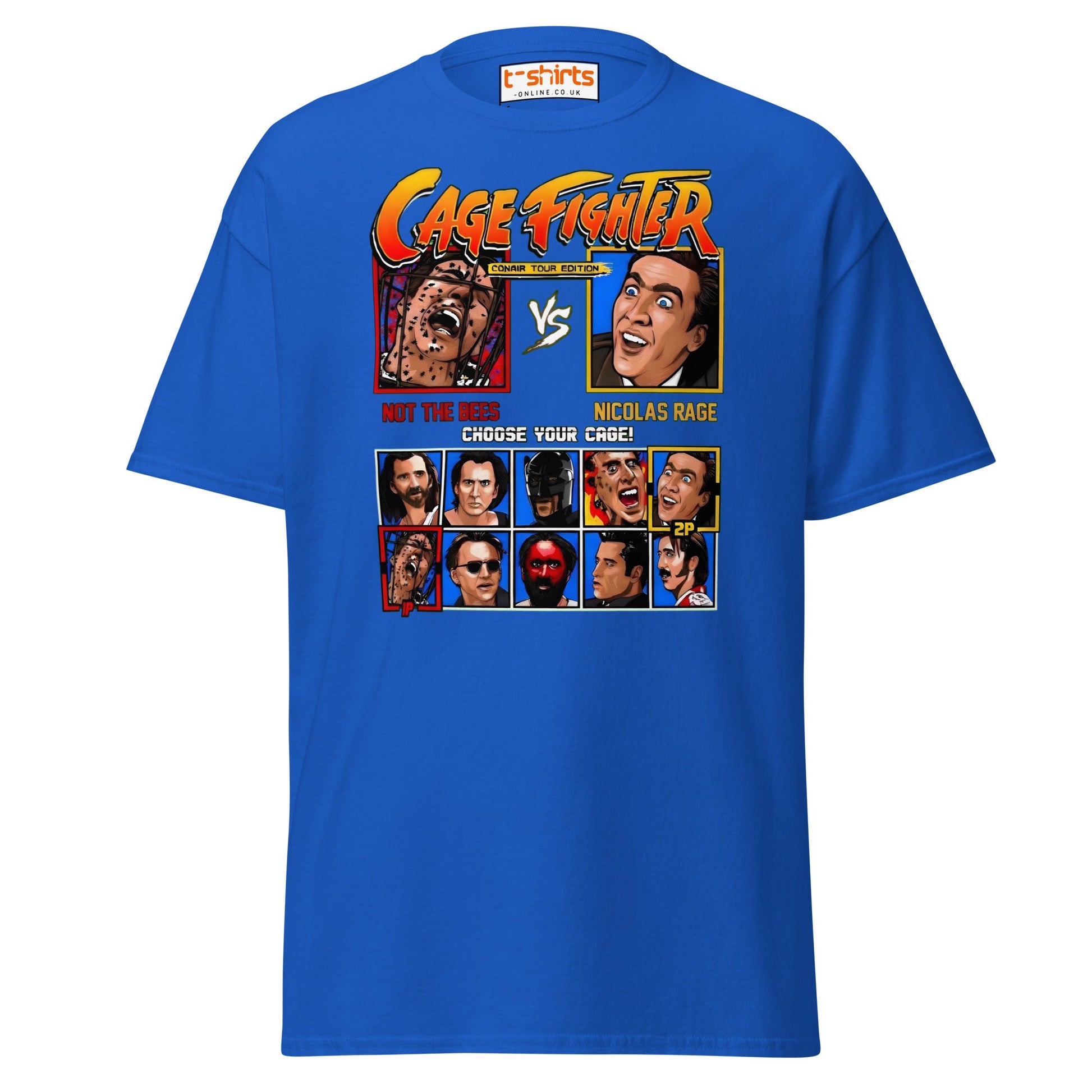 Cage Fighter T-Shirt | Funny Nicolas Cage Parody Tee - Royal - T-Shirts Online