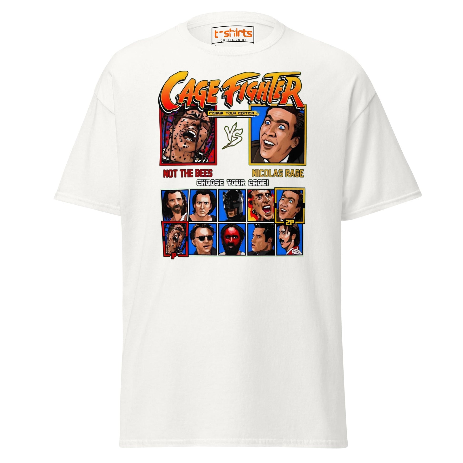 Cage Fighter T-Shirt | Funny Nicolas Cage Parody Tee - White - T-Shirts Online