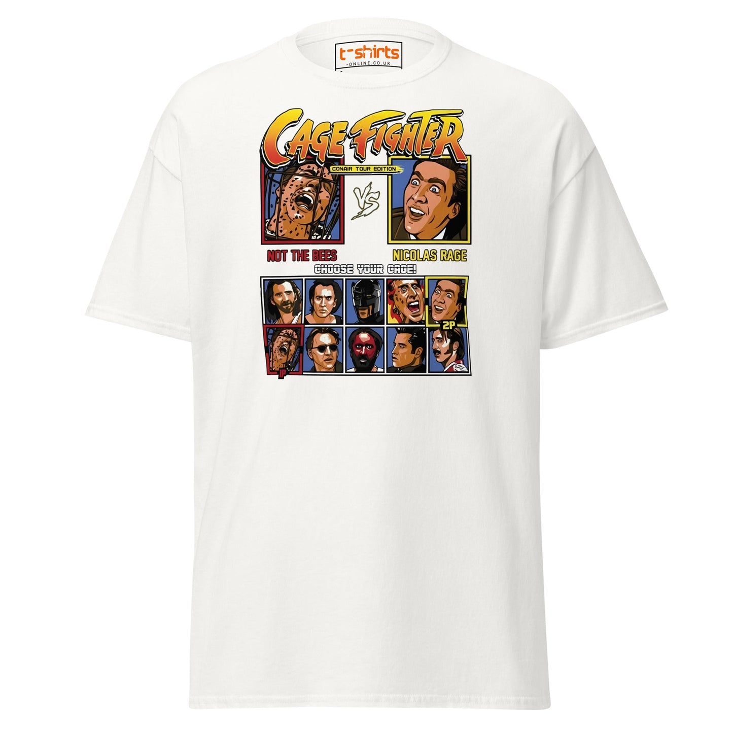 Cage Fighter T-Shirt | Funny Nicolas Cage Parody Tee - White - T-Shirts Online