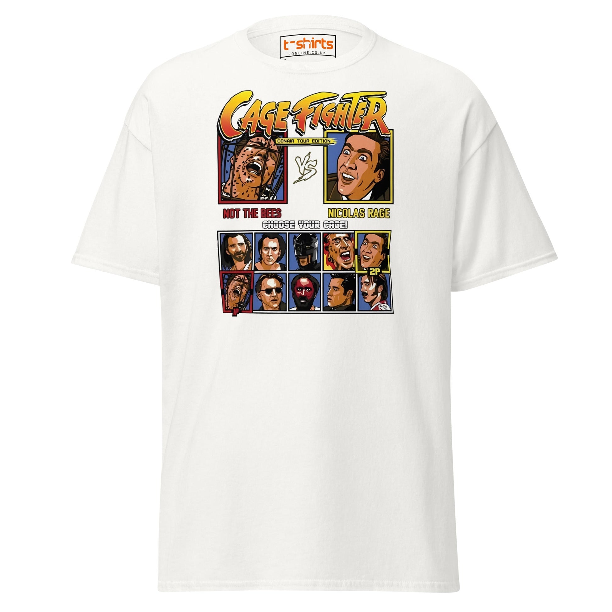 Cage Fighter T-Shirt | Funny Nicolas Cage Parody Tee - White - T-Shirts Online