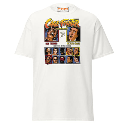 Cage Fighter T-Shirt | Funny Nicolas Cage Parody Tee - White - T-Shirts Online