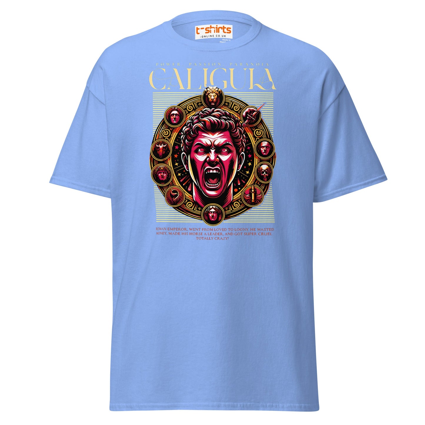 Caligula Roman Emperor T-Shirt | Bold Historical Design - Carolina Blue - T-Shirts Online