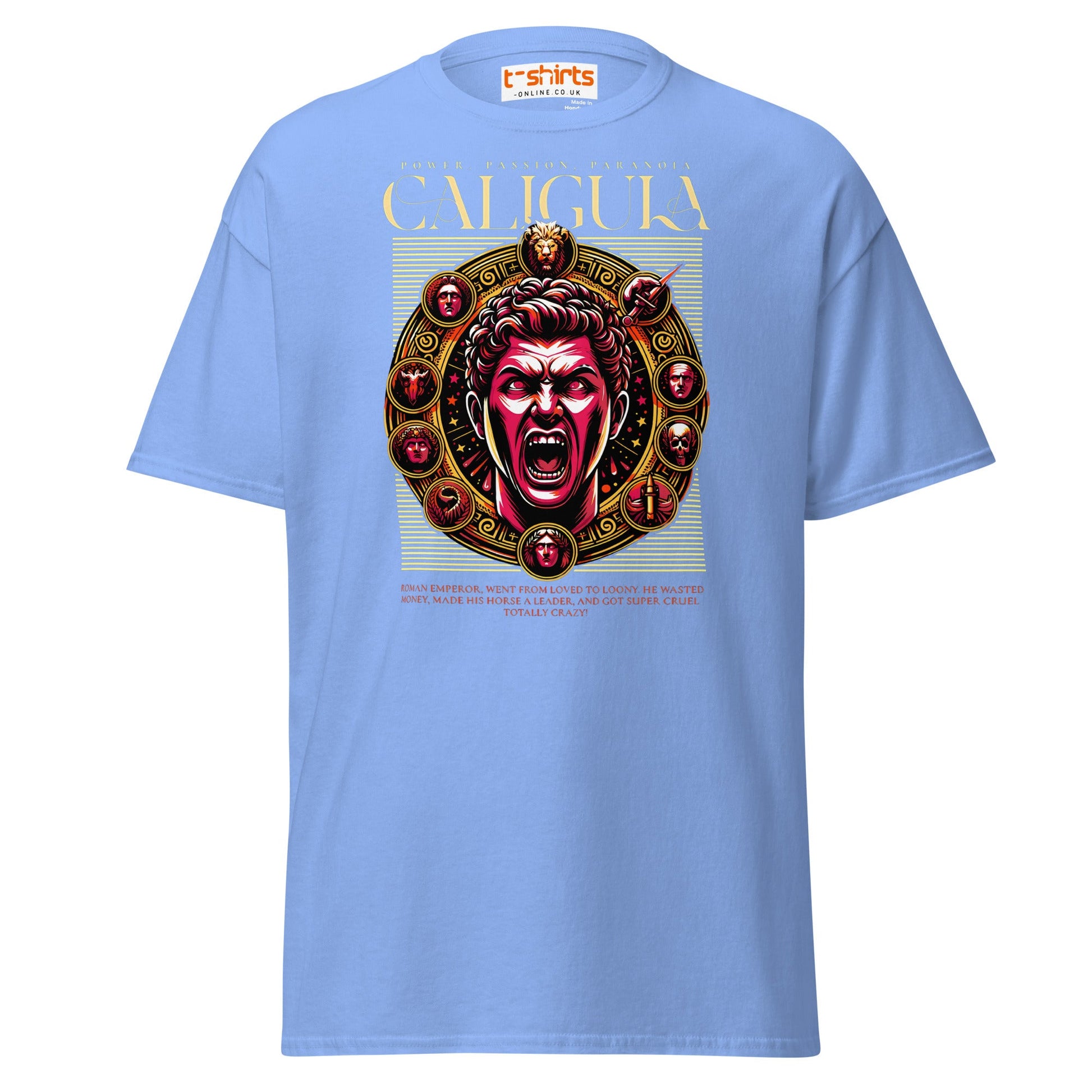 Caligula Roman Emperor T-Shirt | Bold Historical Design - Carolina Blue - T-Shirts Online