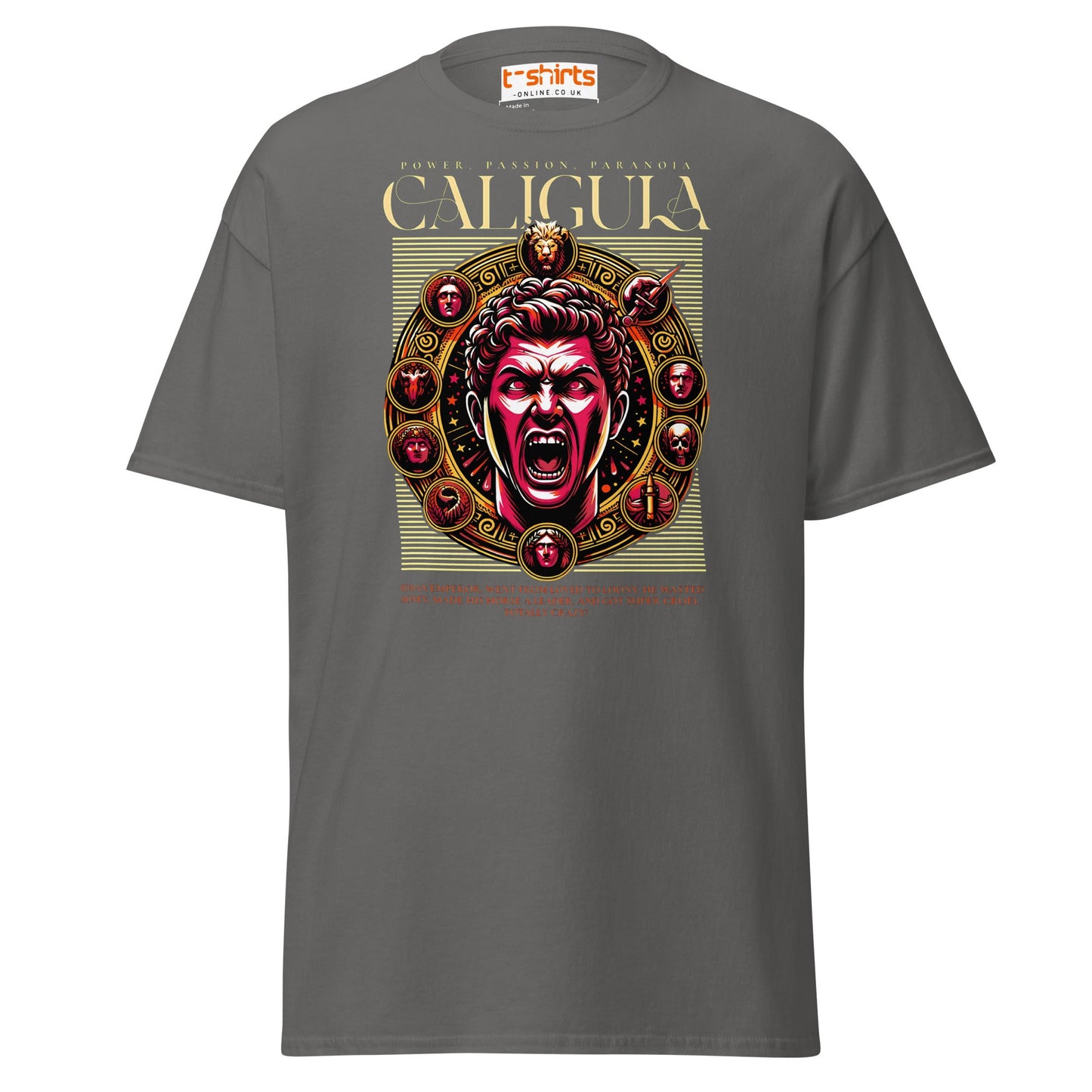 Caligula Roman Emperor T-Shirt | Bold Historical Design - Charcoal - T-Shirts Online