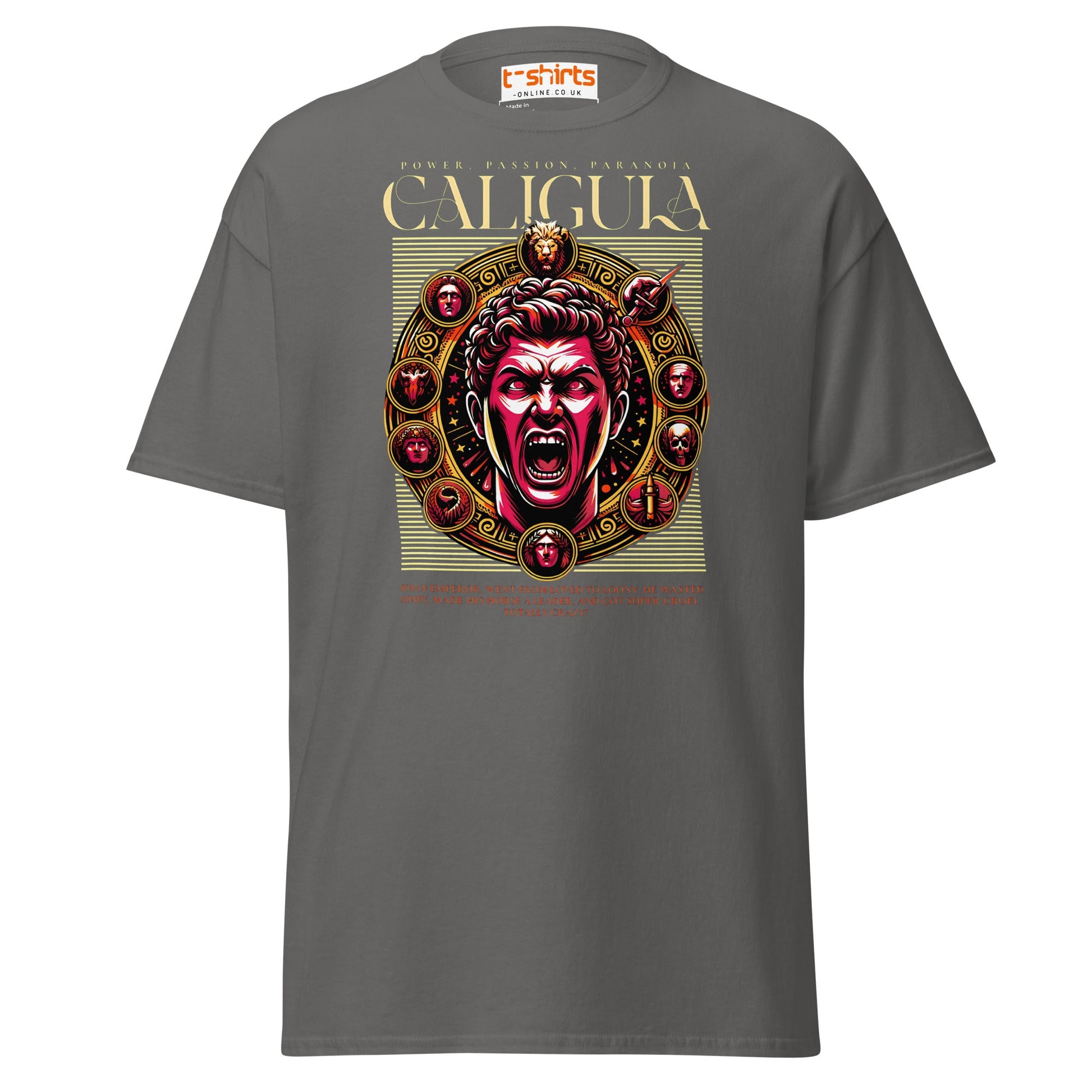Caligula Roman Emperor T-Shirt | Bold Historical Design - Charcoal - T-Shirts Online