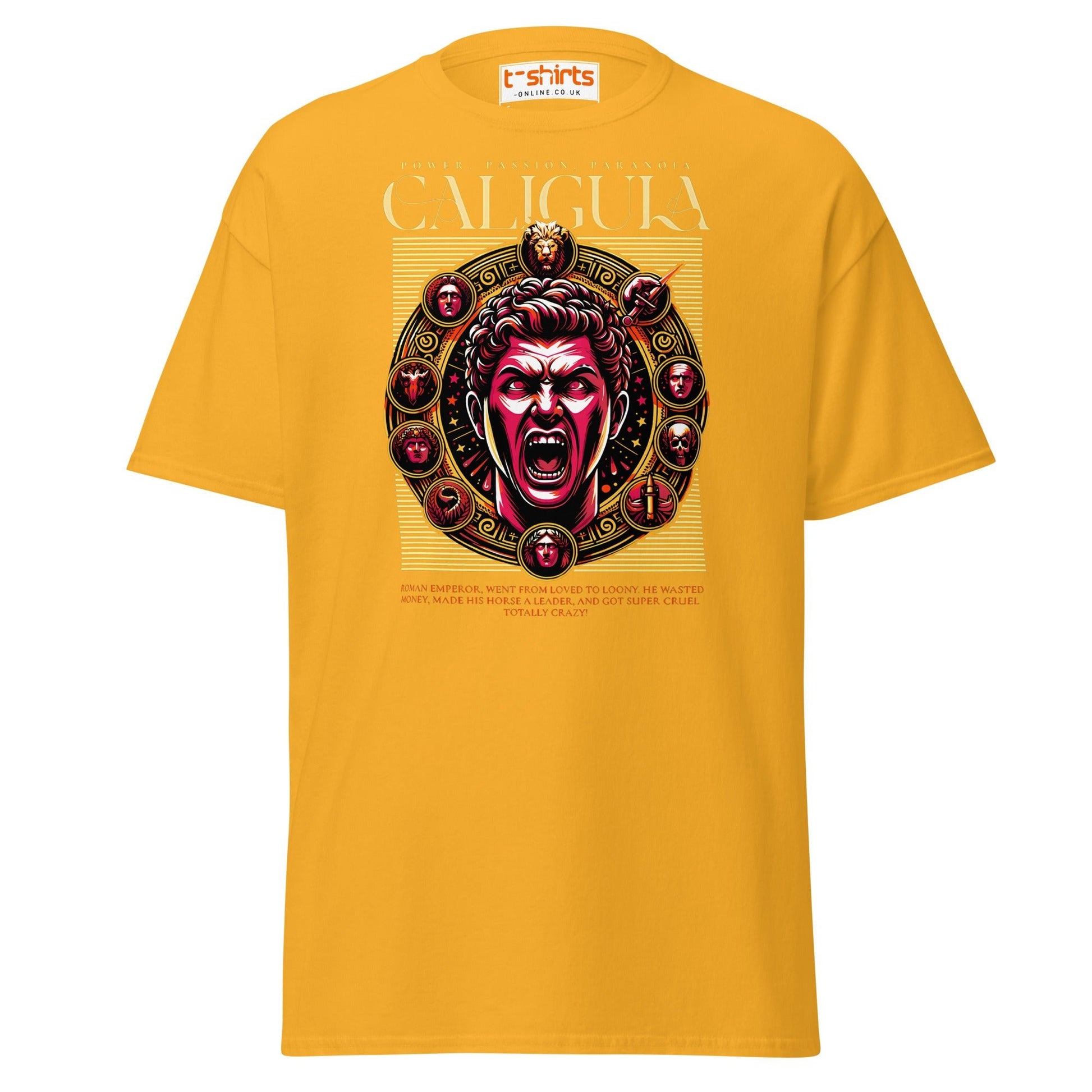 Caligula Roman Emperor T-Shirt | Bold Historical Design - Gold - T-Shirts Online